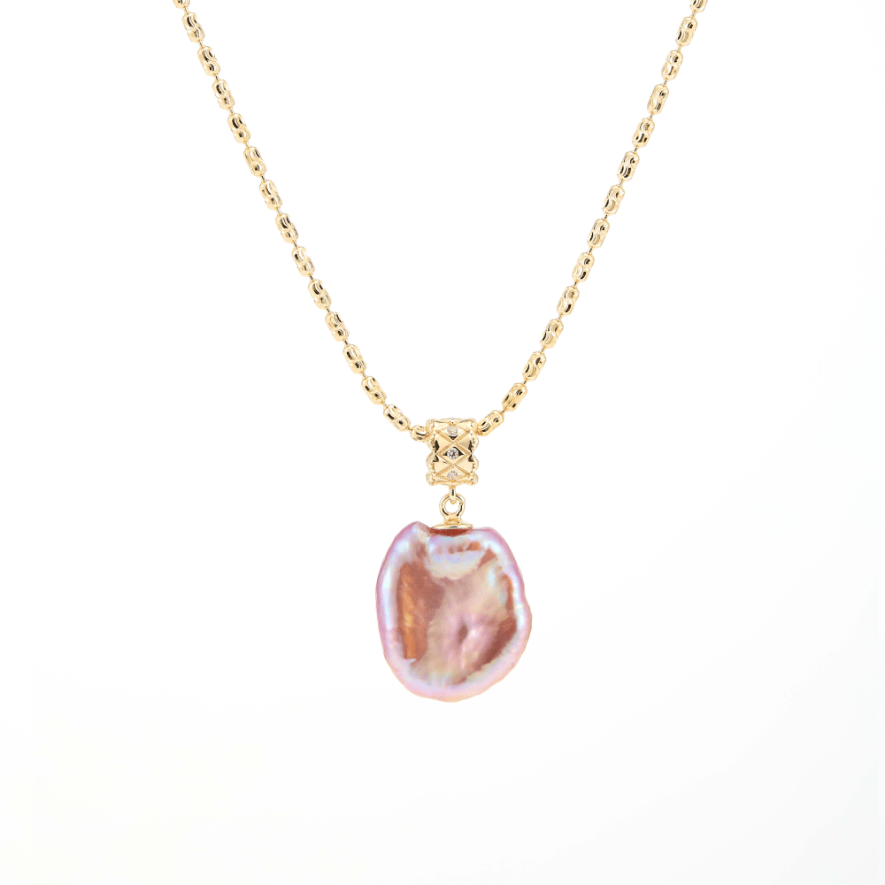 Audry | Purple Petal Baroque Pearl 18k Gold Pendant