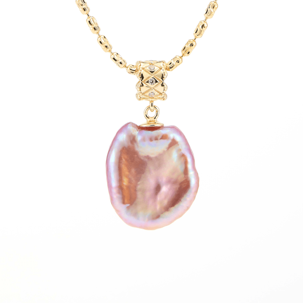 Audry | Purple Petal Baroque Pearl 18k Gold Pendant