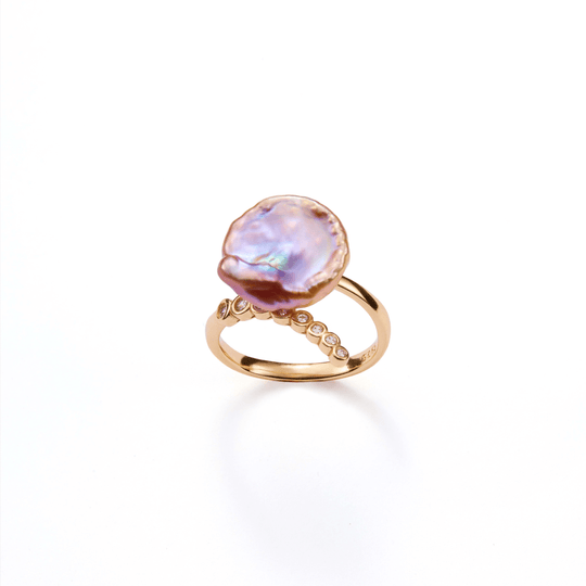 Vivi | Purple Petal Baroque Pearl 18K Gold Ring