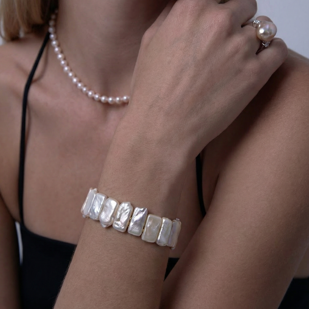 Square Baroque Pearl Bracelet