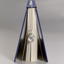 Close-up of gray baroque pearl pendant with book styling
