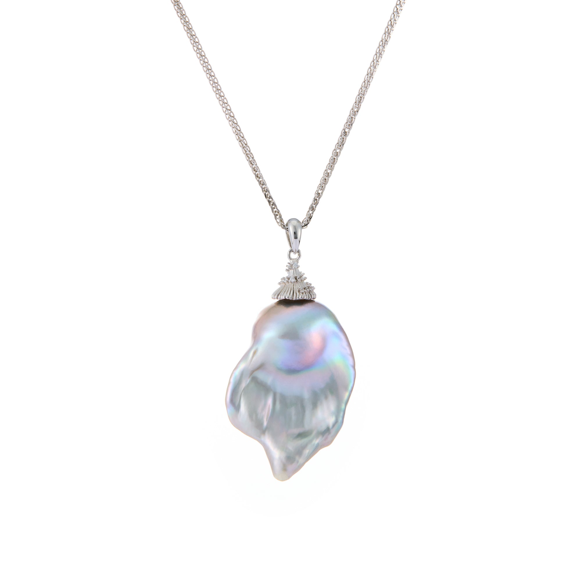 Gray baroque pearl pendant necklace official studio shot
