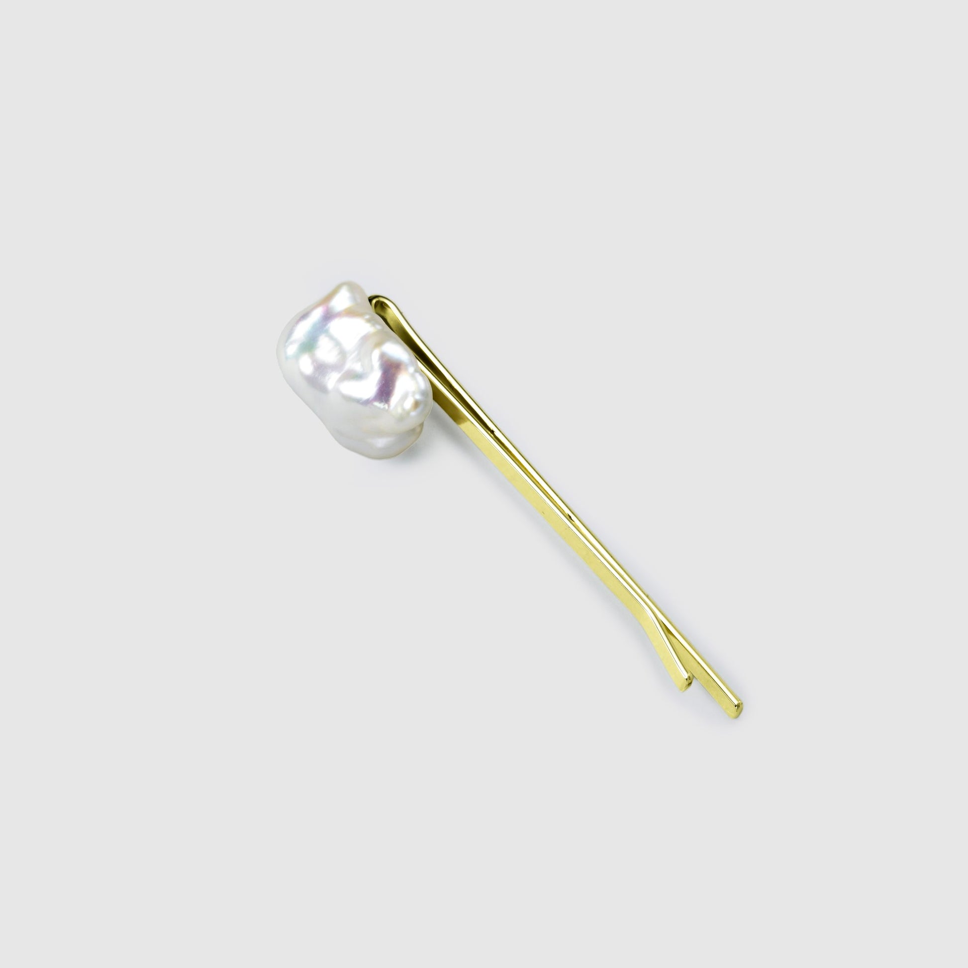 Rachel | White Keshi Baroque Pearl Brass Hair Clip
