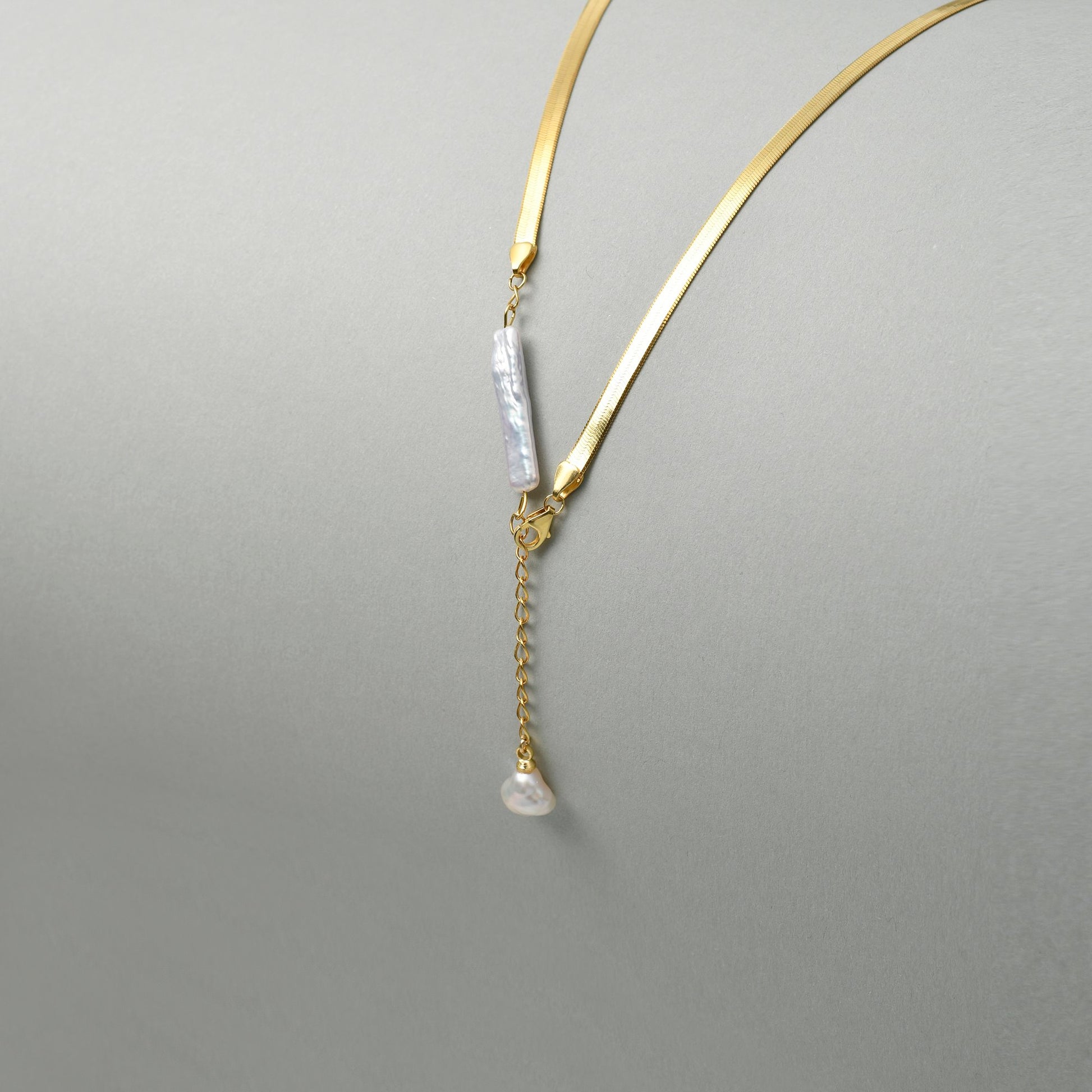 Lonsy | White Stick Baroque Pearl 18k Gold Silver Pendant