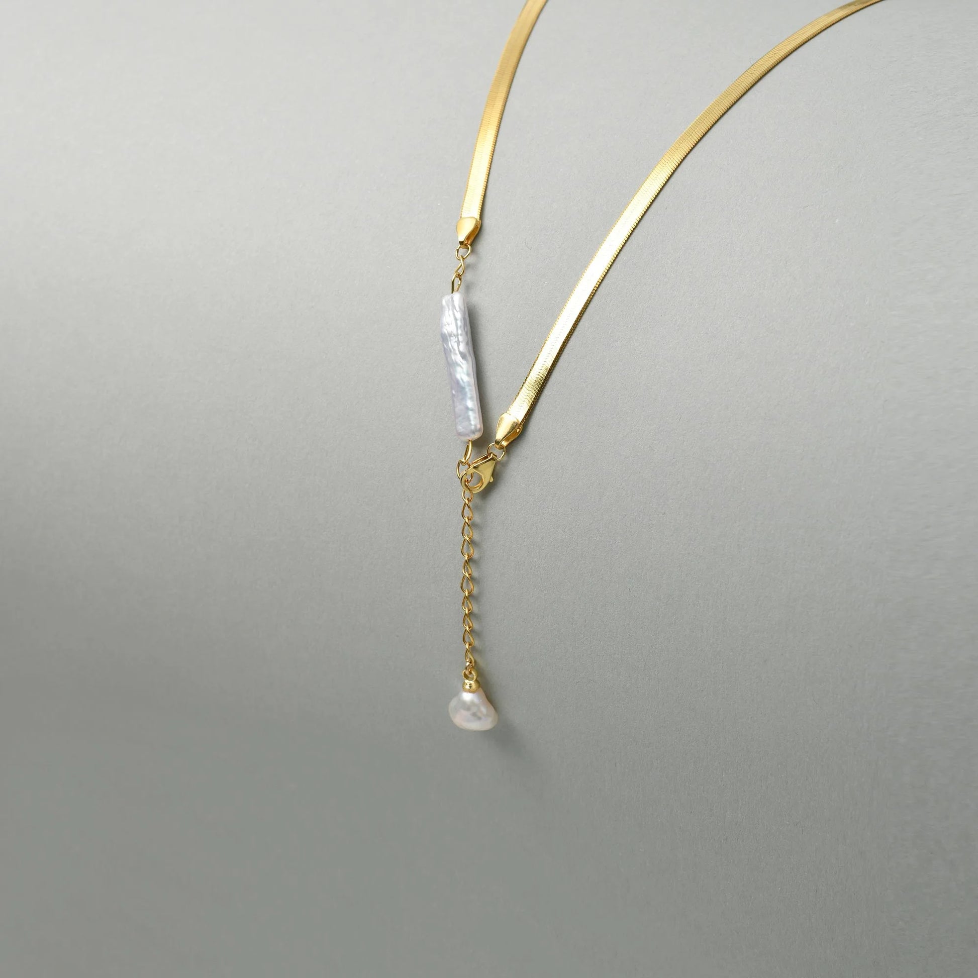Lonsy | White Stick Baroque Pearl 18k Gold Silver Pendant