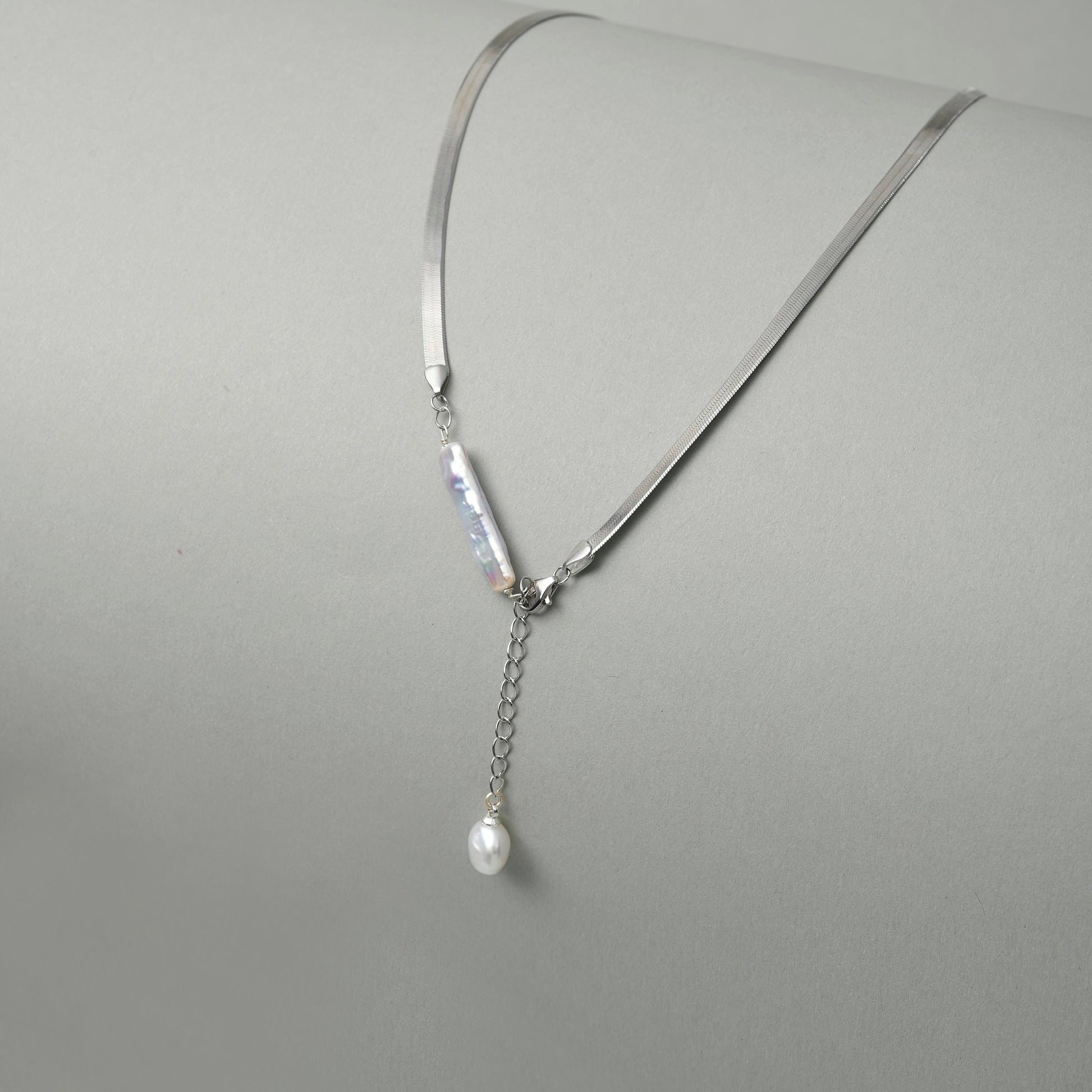Lonsy | White Stick Baroque Pearl 18k Gold Silver Pendant