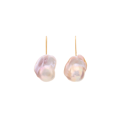 Nectar | Pink Baroque Pearl 18K Gold Earrings