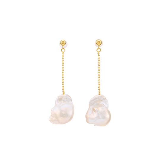：Baroque Hour baroque pearl drop 18k gold-plated earrings studio shot