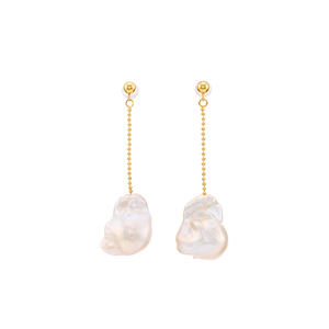 Lume | Pink Baroque Pearl 18K Gold Dangling earrings