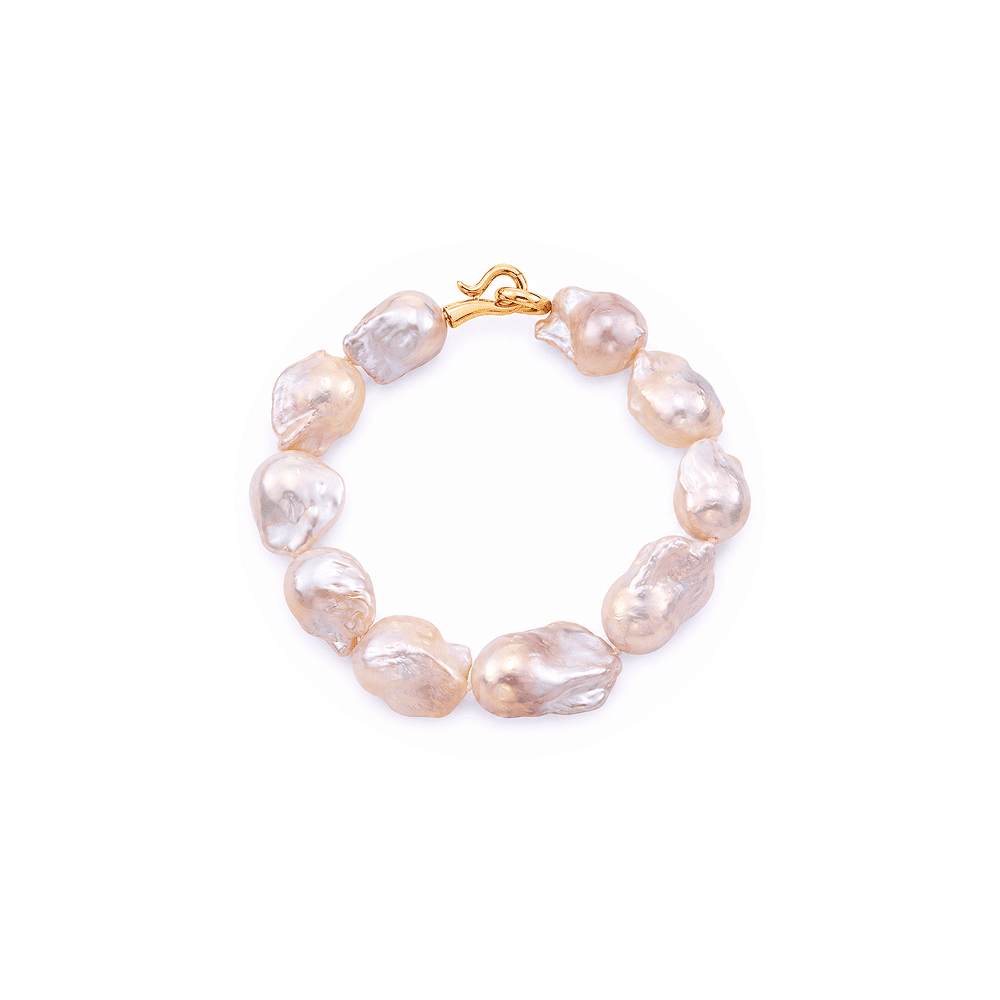 Baroque Hour full strand natural baroque pearl 18k gold plated bracelet