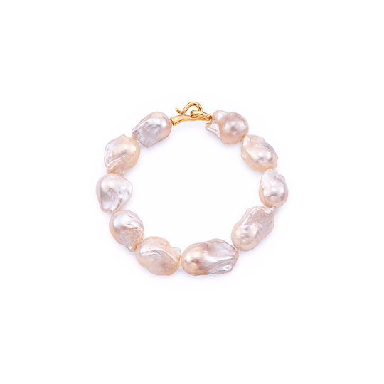 Baroque Hour full strand natural baroque pearl 18k gold plated bracelet
