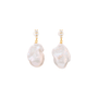 Baroque Hour pink baroque pearl & zircon 14k gold-plated drop earrings studio shot