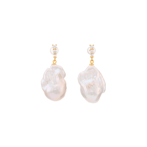 Lume | Pink Baroque Pearl 18K Gold Zircon Earrings