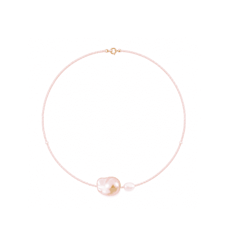 Nectar | White & Pink Baroque Pearl 14k Gold Pedant main image
