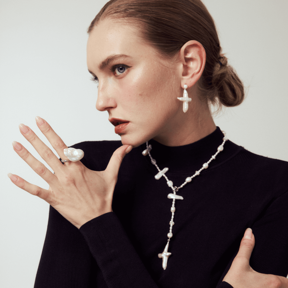 Big Baroque Pearl Open Ring