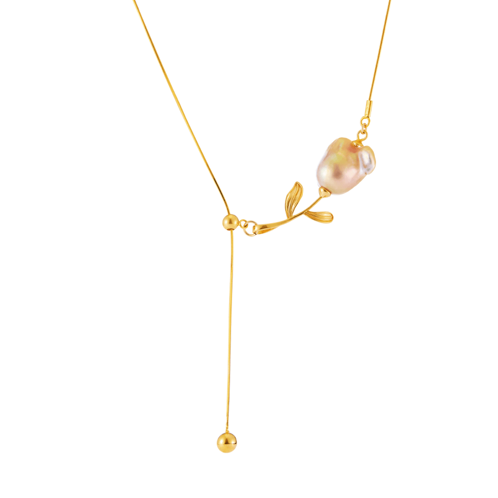 Rosie | Golden Baroque Pearl 18k Gold Silver Pendant
