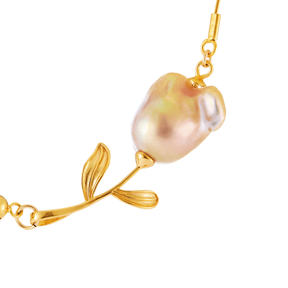 Rosie | Golden Baroque Pearl 18k Gold Silver Pendant