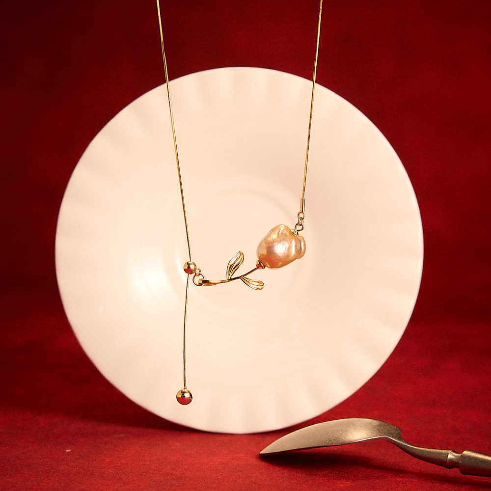 Rosie | Golden Baroque Pearl 18k Gold Silver Pendant