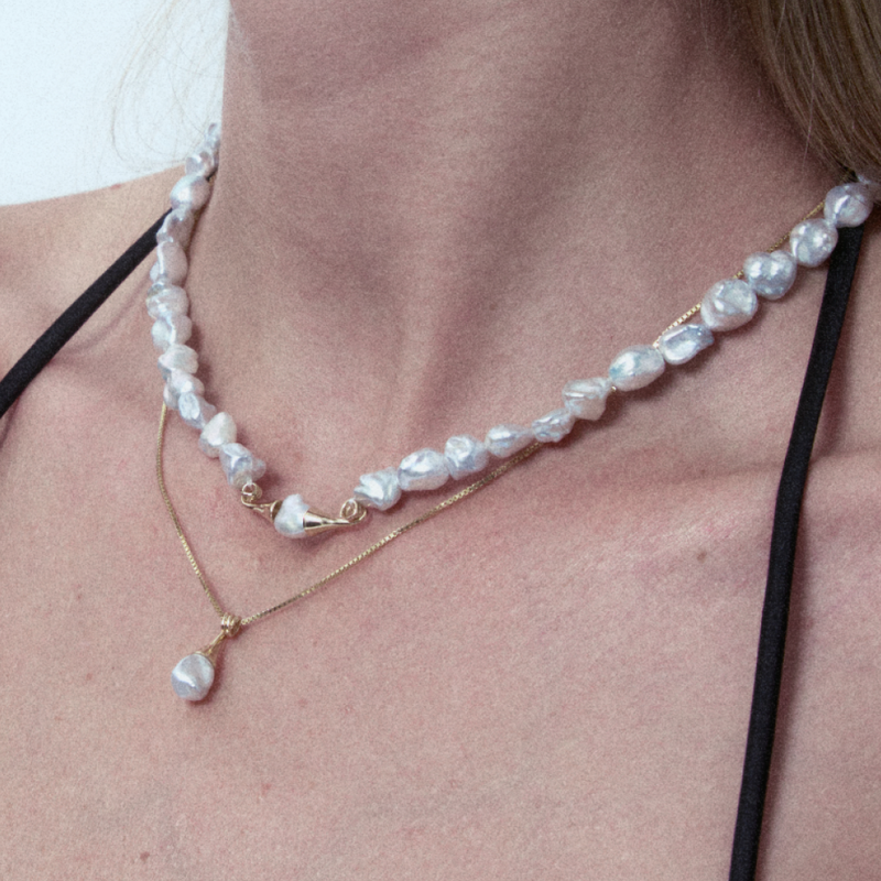 Blue Keshi Pearl Drop pendant