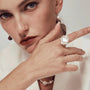 Parri White Petal Baroque Pearl Silver Open Ring model view