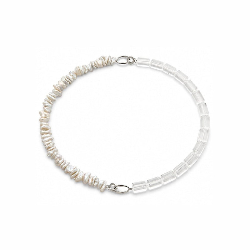 Celeste | White Keshi Baroque Pearl Silver Box Clasp Necklace image 3