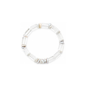 Celeste | White Keshi Baroque Pearl Silver Rock Crystal Bracelet