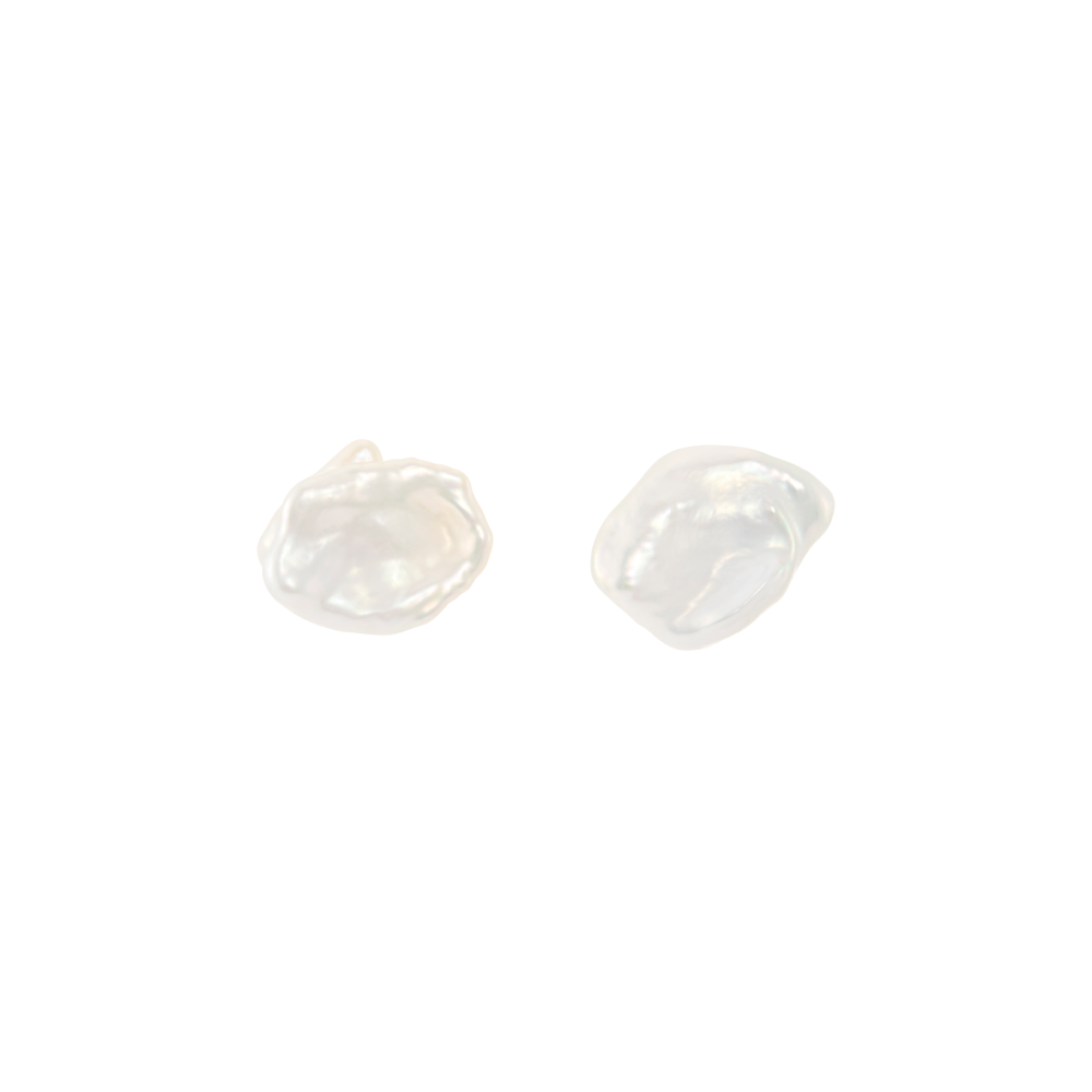 Celeste White Keshi Baroque Pearl Sterling Silver Stud Earrings 10 15mm