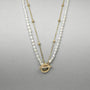 Celestial Hour dual-layer pearl necklace with white freshwater pearls & gold toggle 
