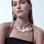 Celia White Oval Baroque Pearl 18k Gold Layered Necklace model view