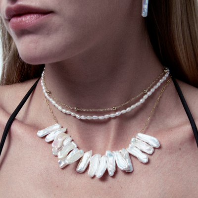 Collier de perles double couche Heure Céleste 