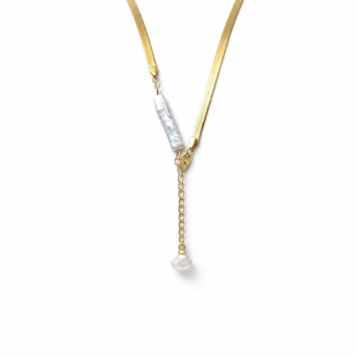Lonsy | White Stick Baroque Pearl 18k Gold Silver Pendant
