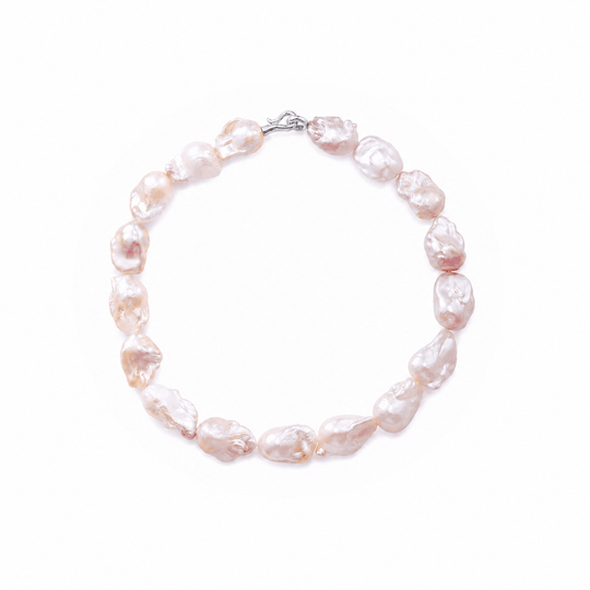 Lume | Pink Baroque Pearl Silver Necklace