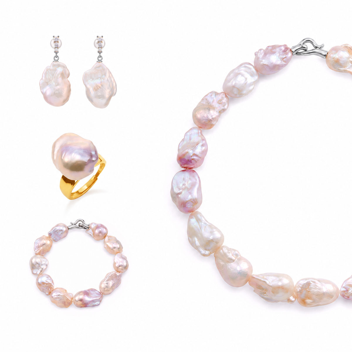 Lume | Pink Baroque Pearl Jewelry Set