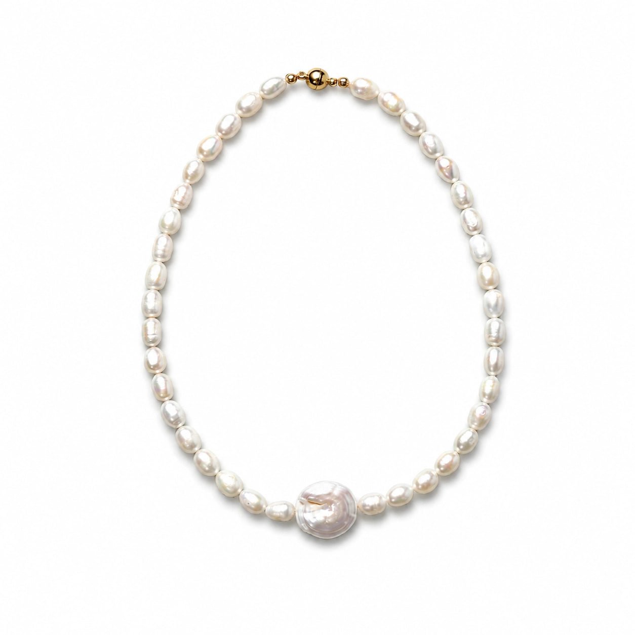 Roe | White Button Baroque Pearl 18k Gold Necklace