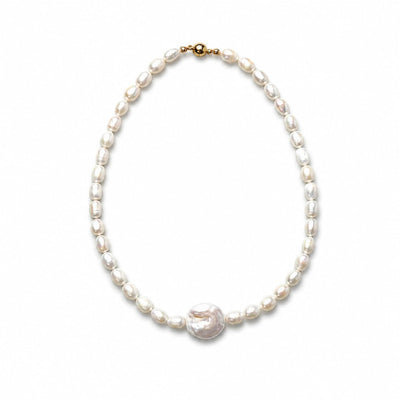 Roe | White Button Baroque Pearl 18k Gold Necklace