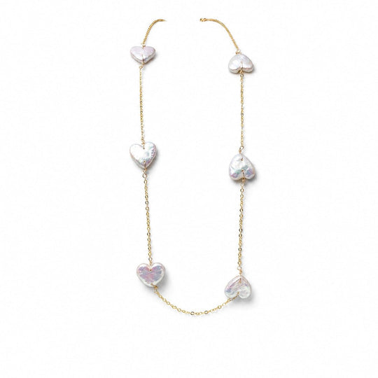 Heri | White Heart Baroque Pearl 18k Gold Chain Necklace