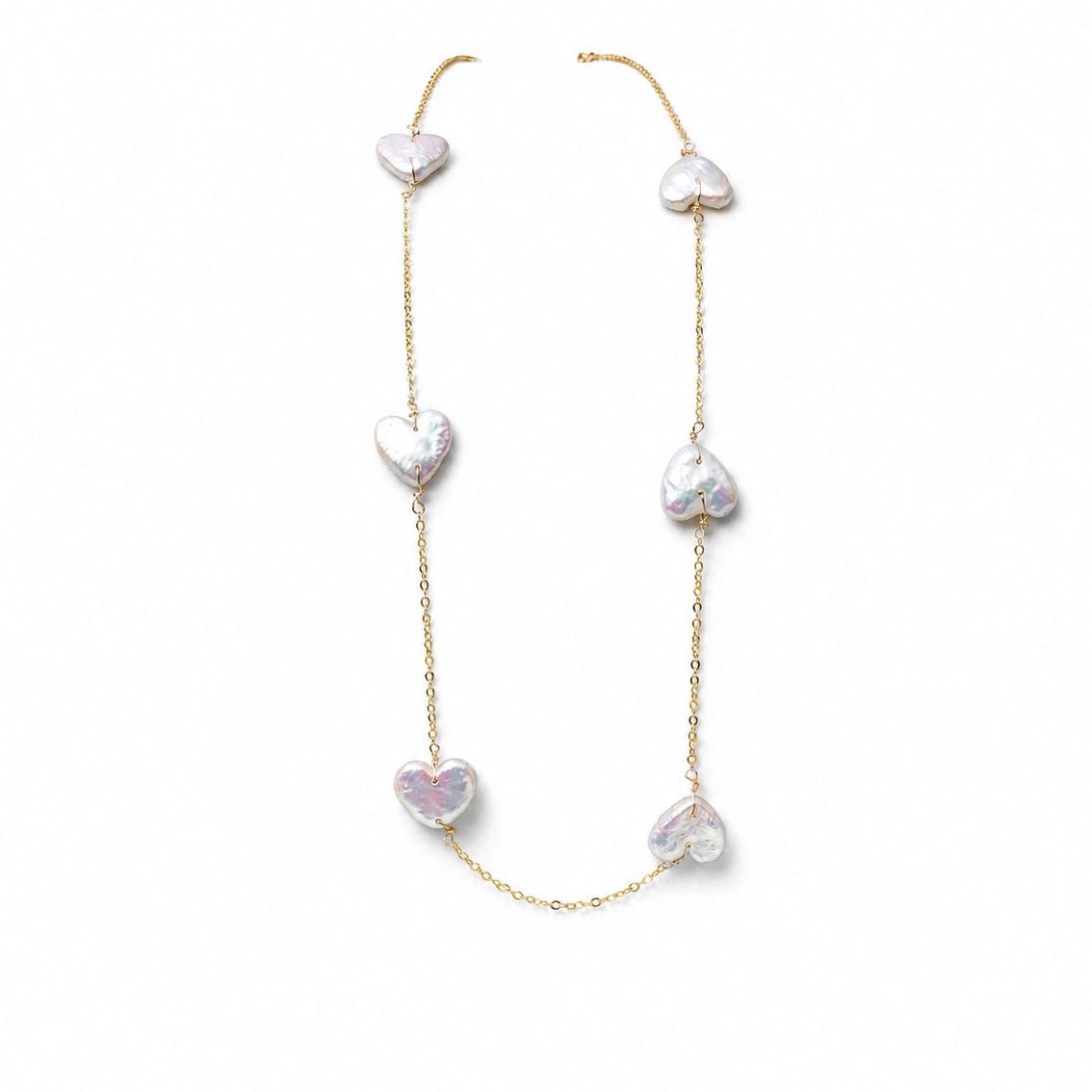 Heri | White Heart Baroque Pearl 18k Gold Chain Necklace