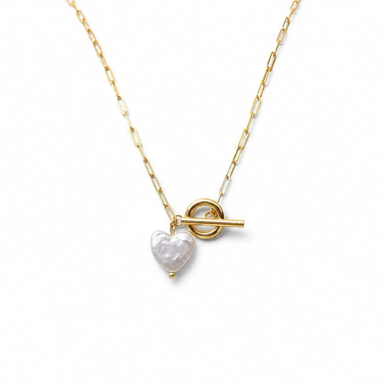 Harbor | White Heart Baroque Pearl 18k Gold Toggle Pendant
