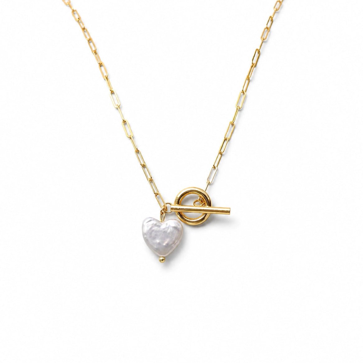 Harbor | White Heart Baroque Pearl 18k Gold Toggle Pendant