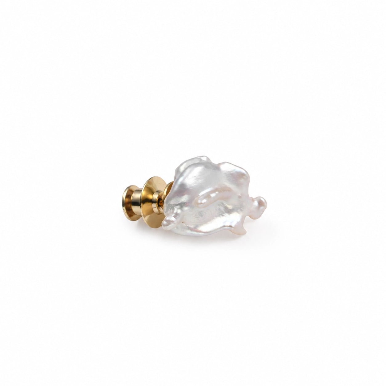 Maxim | White Keshi Baroque Pearl 18k Gold Lapel Pin