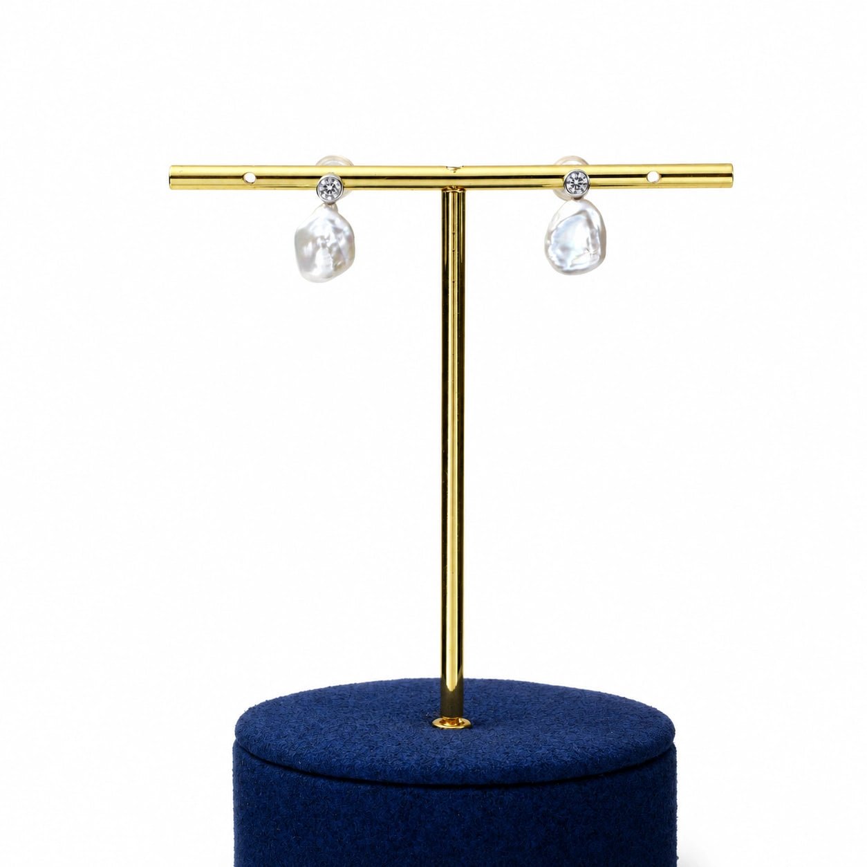 Keshi baroque pearl zircon drop earrings official studio photo