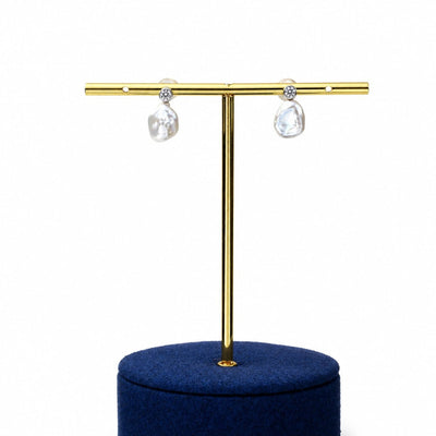 Velvet | White Drop Baroque Pearl Silver Earrings
