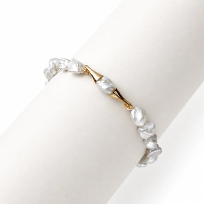 Sunlit Ripples - Blue Keshi Pearl Accent Bracelet