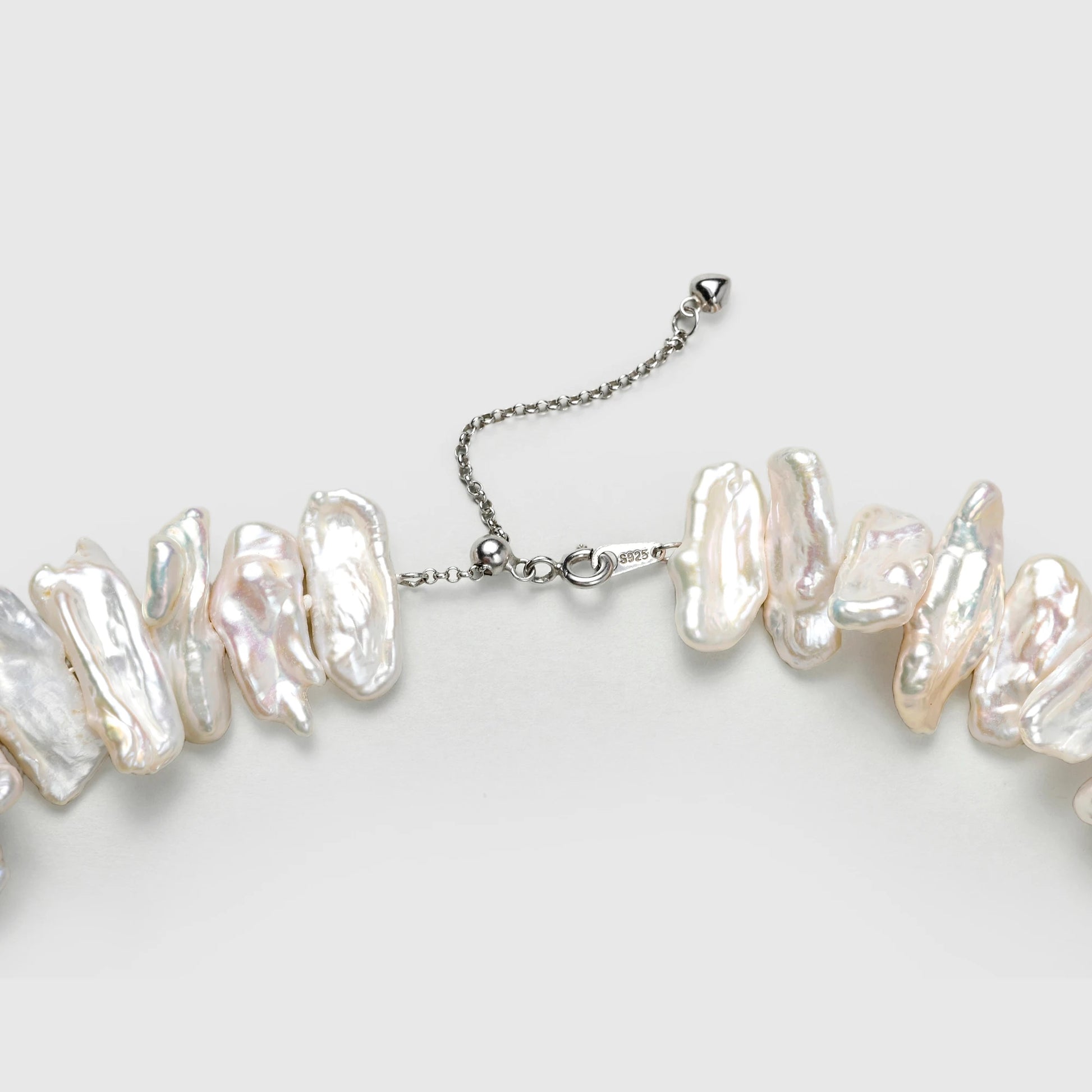 Crimson | Purple Oval Stick Baroque Pearl Silver Necklace