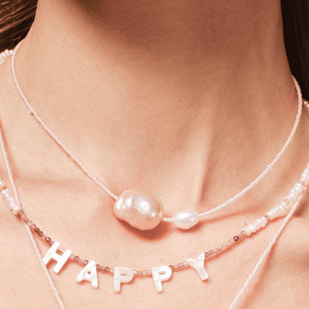 Nectar | White & Pink Baroque Pearl 14k Gold Pedant
