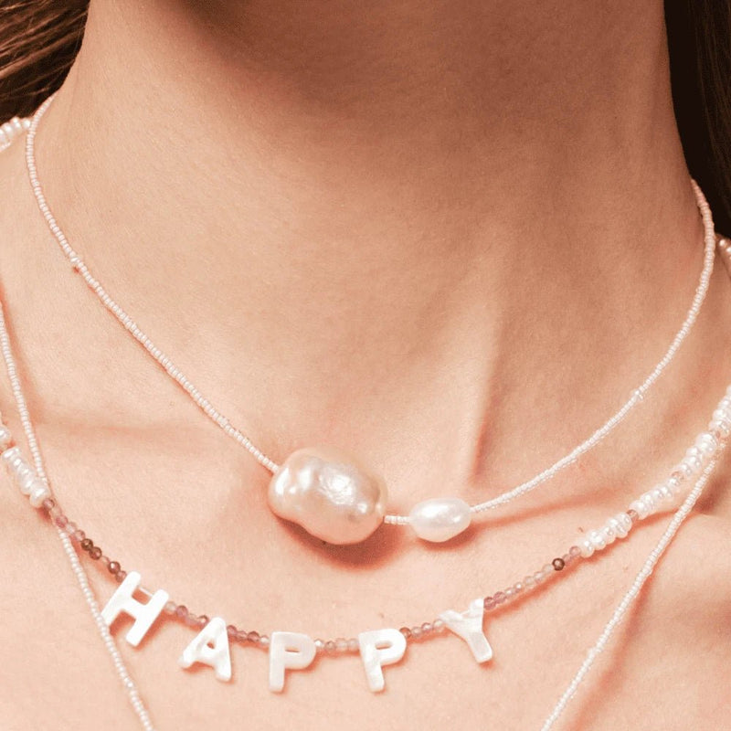 Nectar | White & Pink Baroque Pearl 14k Gold Pedant image 2