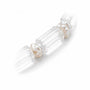 Close up of channeling rock crystal quartz and white keshi pearl beads