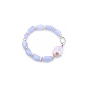 Celeste | Pink Baroque Pearl Silver Box Clasp Bracelet