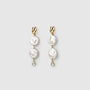 Coin-shaped baroque pearl drop earrings with crystal detail