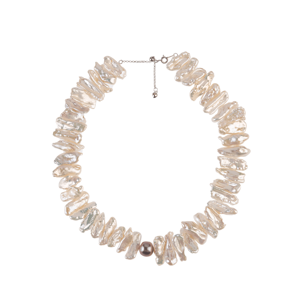 Keshi stick baroque pearl sterling silver choker official studio shot